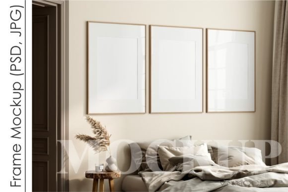 Download Gallery Frame Mockup in Bedroom Interior - Premium Resources